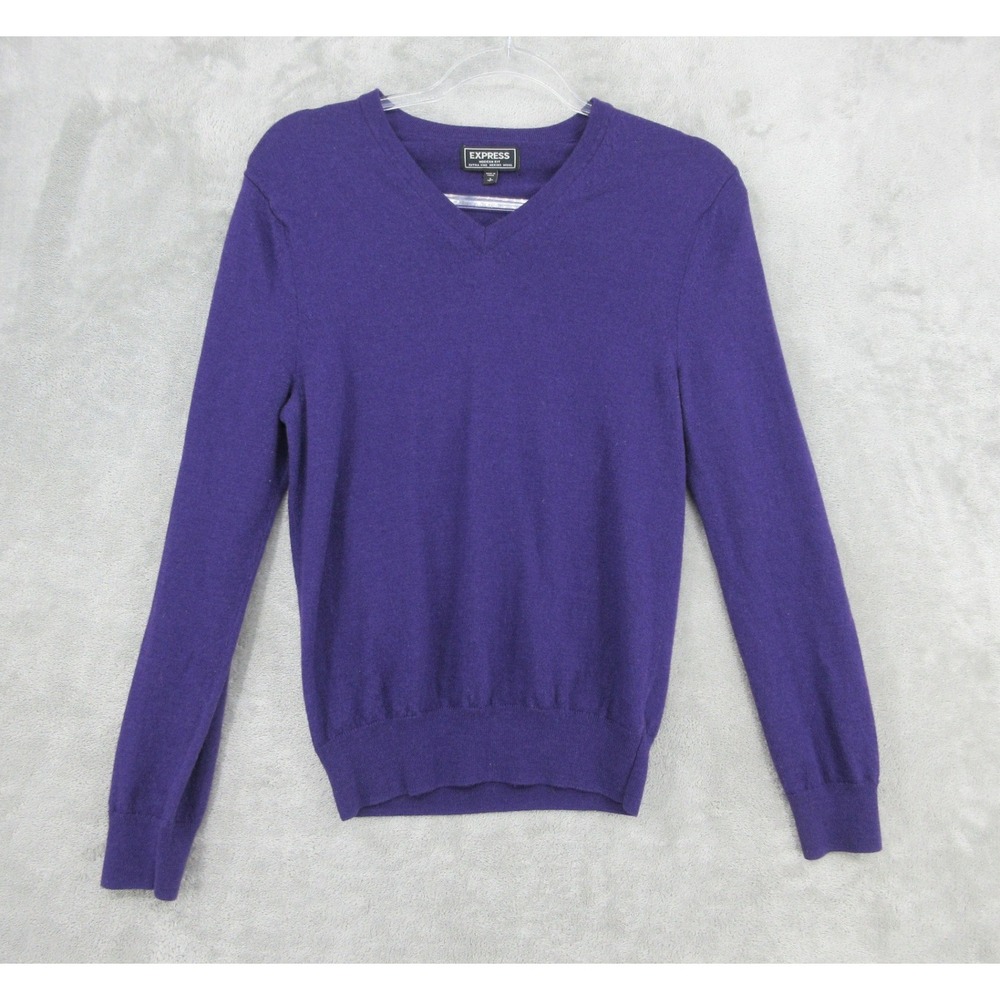 Express Sweater Womens Size S Merino Wool Quiet Luxury Pullover Heritage Purple